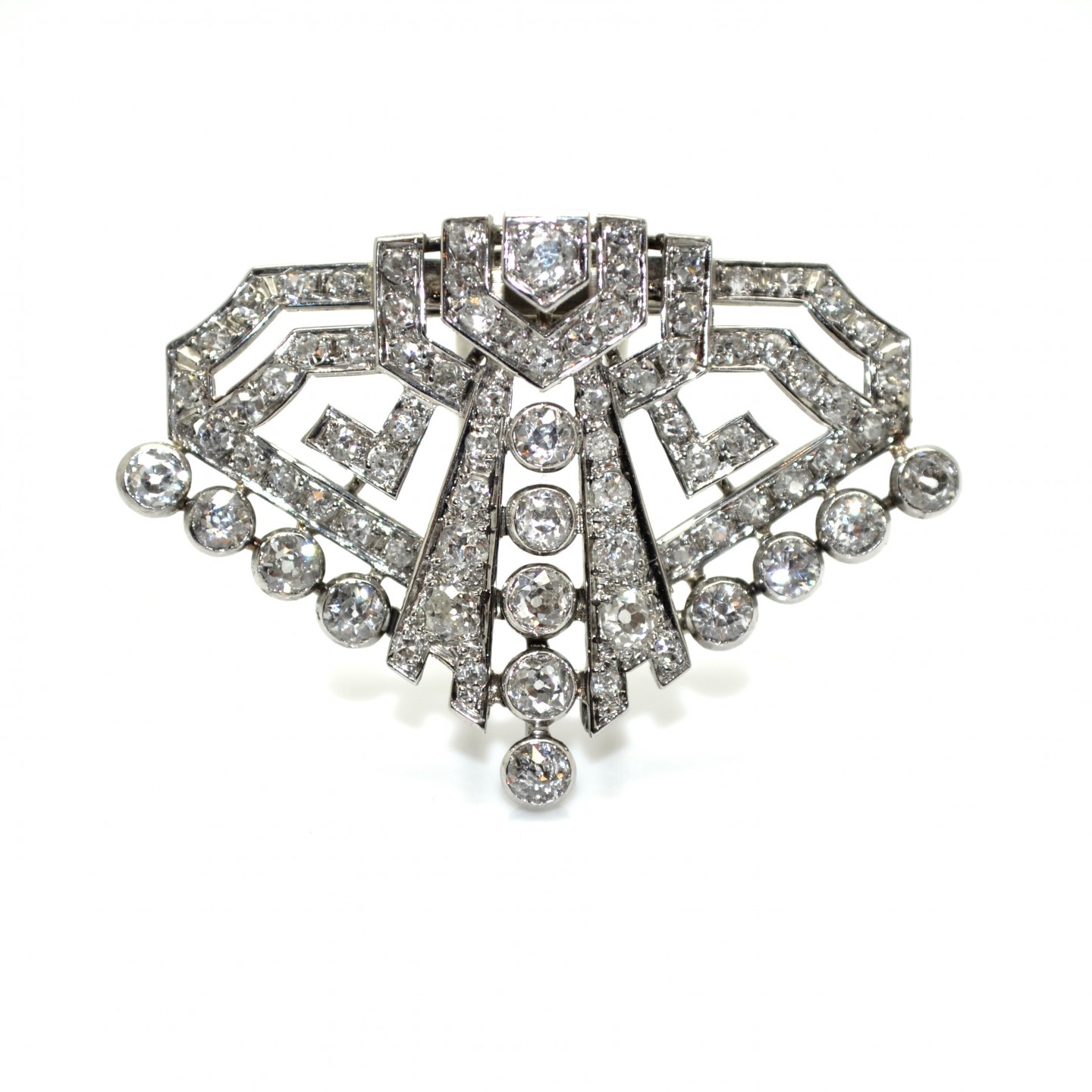 Vintage Platinum Estate Diamond Dress Clip Brooch