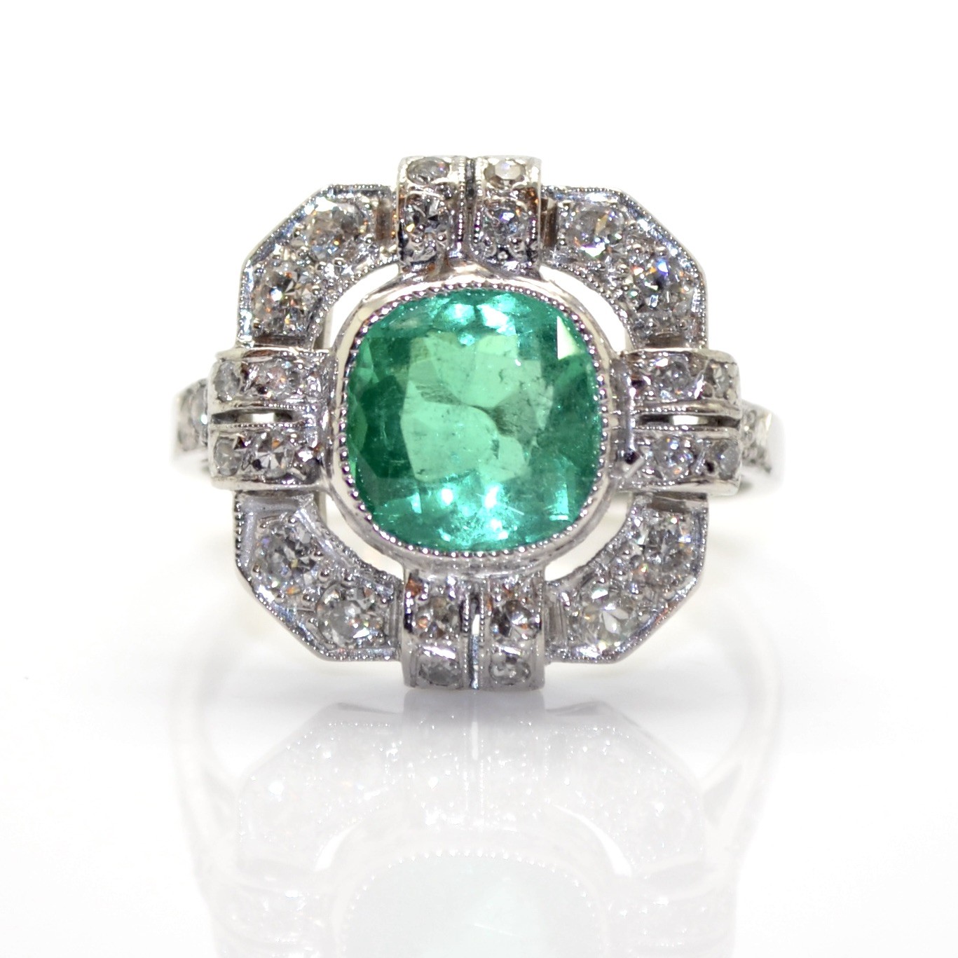 Bague art on sale deco emeraude