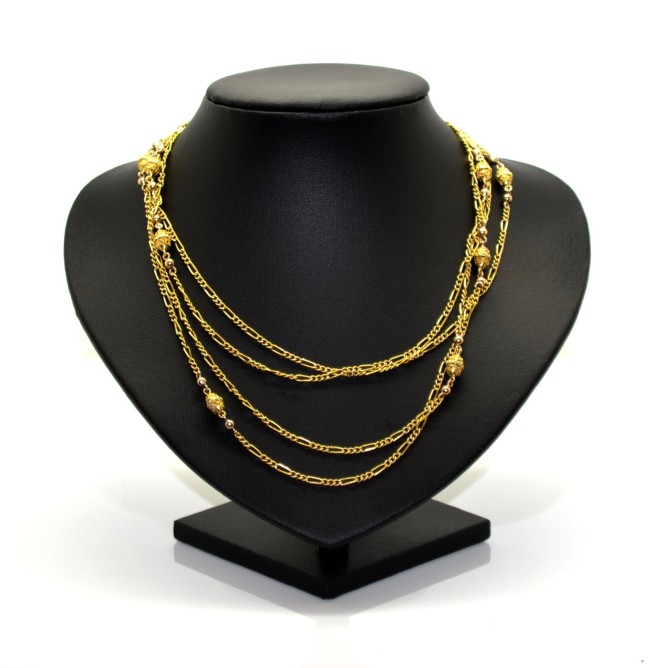 Collier Sautoir Art Déco En Argent Massif - Longueur 136 Cm - France - Ancien, Très Bon état