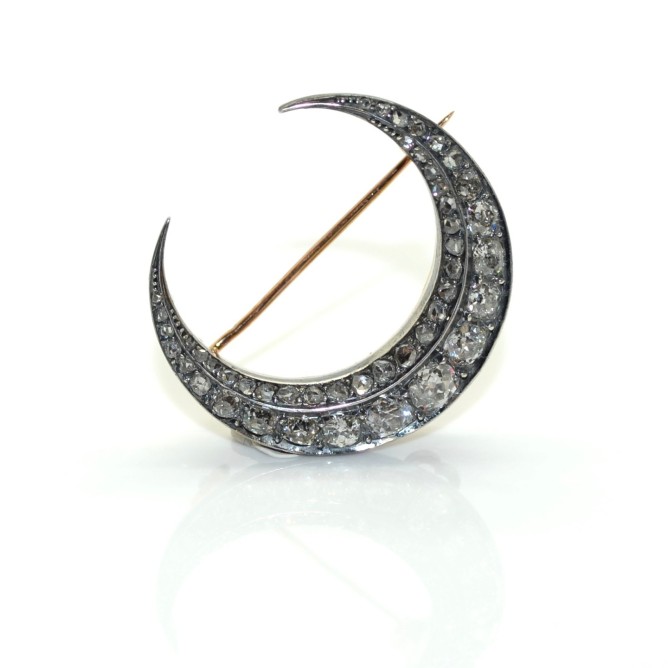 Broche Vintage Argentée - Cristaux Diamant Et Fermoir à Pompe - Bijou Ancien