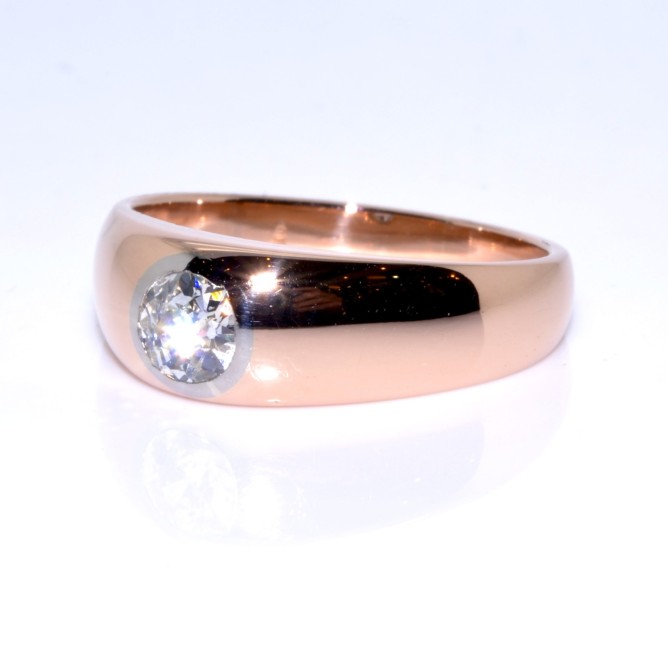 Bague Ancienne En Plaqué Or Poinçonné - Taille 54 - Anneau Simple Doré - Occasion