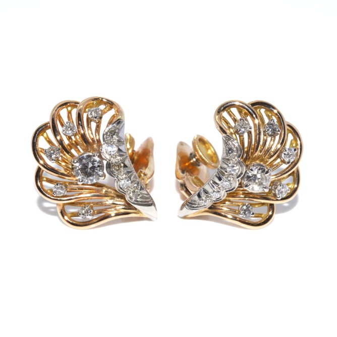 Boucles D'oreilles Percées Vintage Rétro - Cristal Imitation Diamant Couleur Or - Numéro *3391