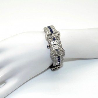 Antique jewelry - Diamond and Sapphire Art Deco Watch