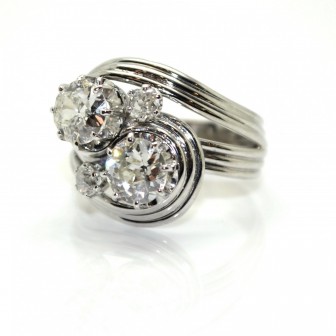 Engagement rings - Vintage Diamonds Toi et Moi Ring - 1,50ct total