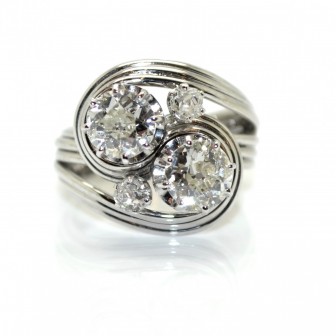 Engagement rings - Vintage Diamonds Toi et Moi Ring - 1,50ct total