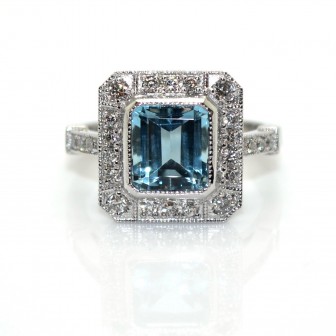 Jewelry creations - Aqua-Marine and Diamonds Ring 
