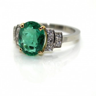 Engagement rings - 2,50 cts Emerald Ring 