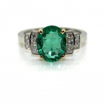 Engagement rings - 2,50 cts Emerald Ring 