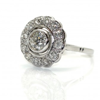 Antique jewelry - Diamonds Art Deco Cluster Ring
