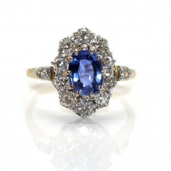 Antique jewelry - Pompadour Sapphire and Diamond Ring 
