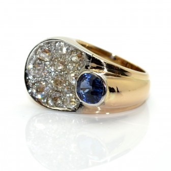 Antique jewelry - Sapphire and Diamonds Tank Ring