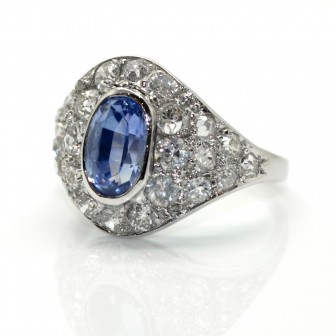 Engagement rings - Sapphire and Diamond Art Deco Dôme Ring