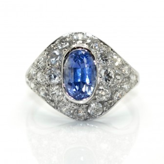 Antique jewelry - Sapphire and Diamond Art Deco Dôme Ring