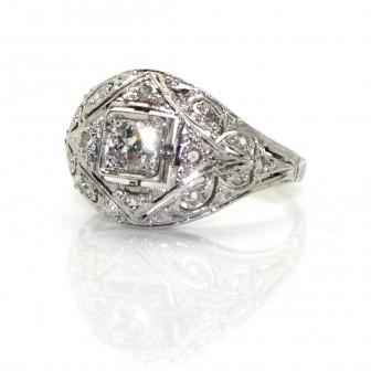 Antique jewelry - Diamonds Art Deco Dôme Ring
