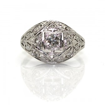 Antique jewelry - Diamonds Art Deco Dôme Ring
