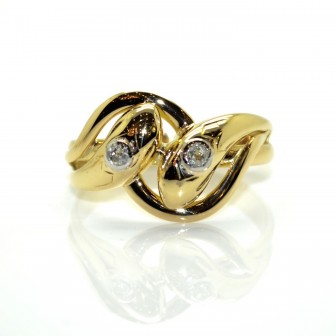 Antique jewelry - Gold and Diamond Snake Ring 