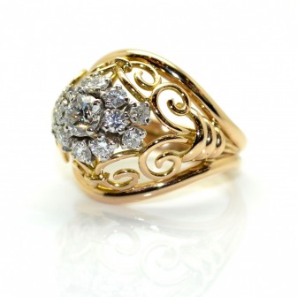 Antique jewelry - Gold and Diamond Dome Ring