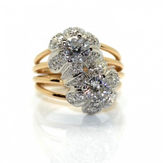 Engagement rings - Vintage Gold and Diamonds Toi et Moi Ring