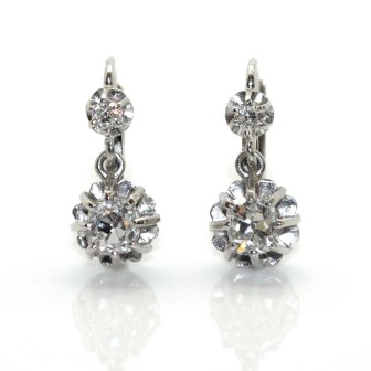 Antique jewelry - Dormeuses Diamond Earrings