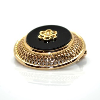 Antique jewelry - Gold and Onyx Brooch & Pendant