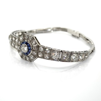 Antique jewelry - Diamond and Sapphire Art Deco Bracelet