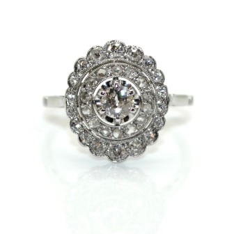 Antique jewelry - Diamond Art Deco Cluster Ring 