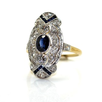 Antique jewelry - Diamonds and Sapphires Ring 