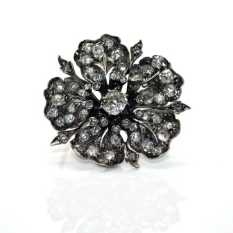 Antique jewelry - Antique Diamond Flower Brooch