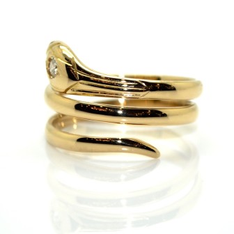 Engagement rings - Gold and Diamond Snake Ring