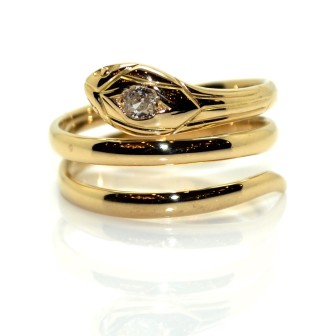 Engagement rings - Gold and Diamond Snake Ring