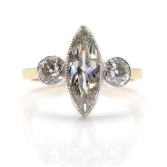 Antique jewelry - Trilogy Marquise Diamond Ring 