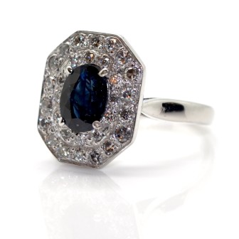 Engagement rings - Diamond and Sapphire Cluster Ring 
