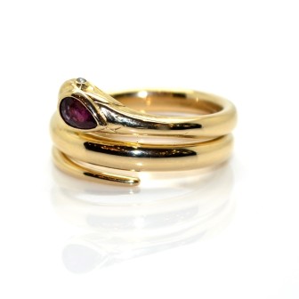 Antique jewelry - Gold and Ruby Snake Ring