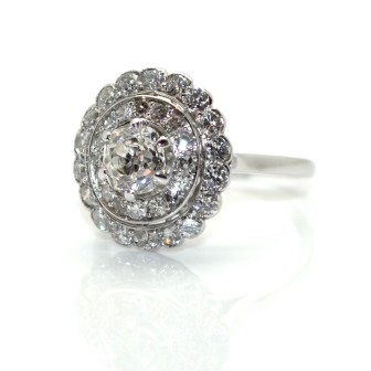 Engagement rings - Diamond Art Deco Double Cluster Ring 