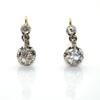 Antique jewelry - Dormeuses Diamond Earrings