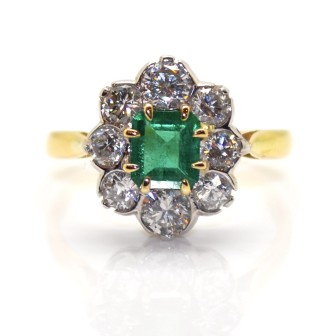 Jewelry creations - Diamond and Emerald Pompadour Ring