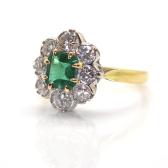 Recent jewelry - Diamond and Emerald Pompadour Ring