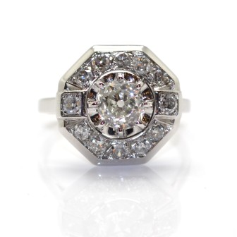 Antique jewelry - Art Deco Diamond Octogonal Ring