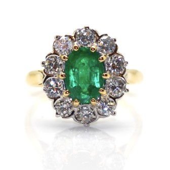 Engagement rings - Diamond and Emerald Pompadour Ring