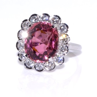 Recent jewelry - Pink Tourmaline and Diamond Cluster Ring