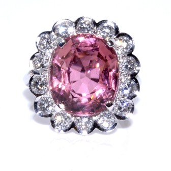 Recent jewelry - Pink Tourmaline and Diamond Cluster Ring