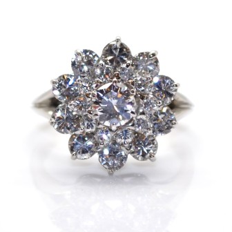Antique jewelry - Diamond Flower Cluster Ring