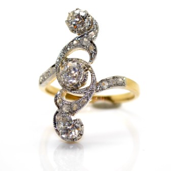 Antique jewelry - Art-Nouveau Trilogy Diamond Ring