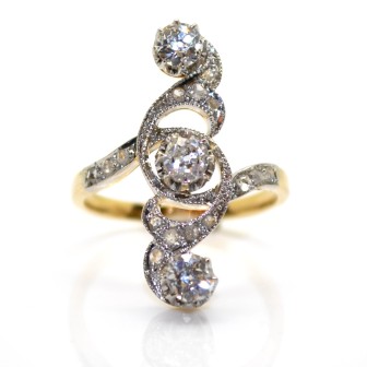 Antique jewelry - Art-Nouveau Trilogy Diamond Ring