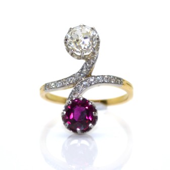 Engagement rings -  Toi et Moi Diamond and Ruby Ring 