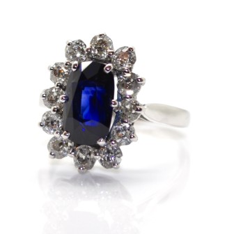 Recent jewelry - Diamond and Sapphire Cluster Ring