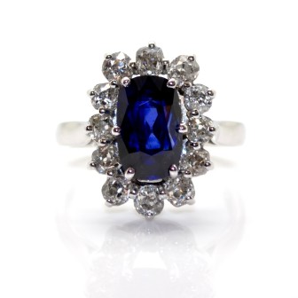 Engagement rings - Diamond and Sapphire Cluster Ring