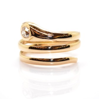 Engagement rings - Gold and Diamond Snake Ring