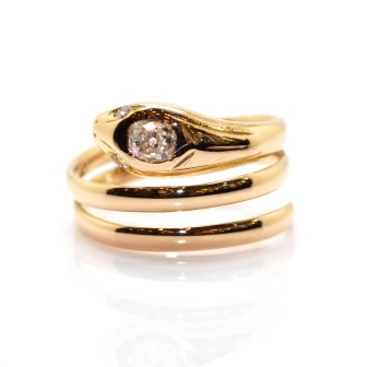 Engagement rings - Gold and Diamond Snake Ring