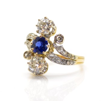 Antique jewelry - Diamond and Sapphire Trilogy Ring